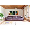 PIB Divano 3 posti in pelle bordeaux, stile scandinavo, 281x101x67 cm, comfort e volume generoso