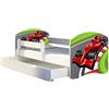 ACMA II Letto per bambino Cameretta per bambino con materasso Rete a doghe Cassetto, Bianco (06 Formula 1, 160x80 + Cassetto)