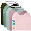 MIMUSELINA Set di 5 Bavaglini Neonato Impermeabili BLW in Spugna | Cotone Premium Oeko-Tex | Set Pappa Svezzamento Neonati | Grandi Bavaglini Asilo con Elastico al Collo | Realizzati a mano Spagna
