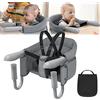 LZQ Seggiolino da tavolo per bambini da 6 a 36 mesi, pieghevole, per tavoli da 2 a 8 cm di spessore (grigio)