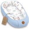 Totsy Baby Riduttore lettino neonato - 50x90cm nido baby nest antisoffoco culla pod cocoonababy confortevole cotone waffle babynest per neonati Animali Blu