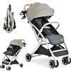 COSTWAY Passeggino Leggero per Bambini, Carrozzina con Schienale Regolabile, Passeggino Pieghevole con Ruote Universali, Sacco a fondo,per Bambini 0-36 Mesi, Portata 15 kg(Grigio)