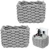 Aolso Cesto Portaoggetti in Corda di Cotone Intrecciato, 2pcs Contenitore Bagno Portaoggettii, Cestino Cameretta,Cestini Decorativi Quadrati per Portaoggetti per Trucchi,Giocattoli, Calzini, Grigio