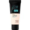 Maybelline New York Fondotinta Fit Me Matte&Poreless, Finish Opacizzante e Fissante, Tonalità: 102 Fair Ivory