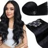 LaaVoo Extension Capelli Veri Clip, Nero Jet, 70cm 175g 7pcs, Capelli Remy Lisci, Volume Istantaneo, per Occasioni Speciali, Colore 1