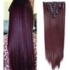 SEGO 58cm Clip in Hair Extension Capelli Sintetici Lunghi Lisci 8 Fasce 140g Posticci Donna Full Head (Vino Rosso)