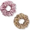 Townssilk Fascia per capelli in seta, 100% pura seta di gelso, 22 momme, delicata sui capelli, lussuosa, elastica, Elastici per capelli. 2 pezzi dustypink taupe