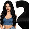 LaaVoo Extension Capelli Veri Biadesivo 20pz Nero Naturale Extension Capelli Biadesive Lisci Remy Extension Biadesivo Capelli Veri Invisibile Adesive 35cm 40g #1