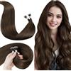 LaaVoo Extension Capelli Veri Nano Ring Marrone Cioccolato Extension Nano Capelli Veri Remy Invisible Estensione Dei Capelli Umani Nano 45cm 100g 100ciocche #4