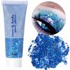 URAQT Glitter Corpo, 1 pezzi da 50 ml Gel per Viso, Unghie, Occhi, Labbra, Capelli e Corpo - Chunky Glitter per Musica, Festival, in Maschera(Blu)