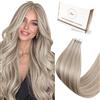 Hetto Extension Capelli Veri Biadesivo Biondo dorato cenere chiaro & Biondo chiaro - Remy Capelli Umani Tape Estensioni, Invisibile Adesive, Look Naturale per Uso Quotidiano 20pcs 50g 60cm