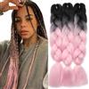 TESS 60 cm Extension per Treccine Africane Nero/Pink, Extension Capelli Treccine 1 Pezzi Jumbo Treccia (100g/Pezzi) Capelli Finti per Treccine