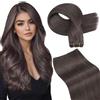 LaaVoo Extension Capelli Veri Tessitura Marrone Moka 50cm 100g, Matassa Naturale Remy, Colore Autentico, per Look Quotidiano #1C