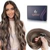 LaaVoo Extension Capelli Veri Nano Ring Balayage Marrone a Biondo Scuro Extension Nanoring Capelli Veri Remy Invisible Estensione Dei Capelli Umani Nano 35cm 50g 50ciocche #4/18/4