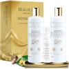 Beauxury Milano Kit Ricostruzione Professionale Shampoo, Maschera e Siero con Bava di Lumaca e Acido Ialuronico per Capelli Crespi e per Danni da Tintura e Decolorazione
