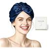 townssilk Cappello da notte da donna, in seta al 100%, protegge i capelli, per la maggior parte dei capelli, regalo di lusso, doppio strato, 1 pezzo, blu navy