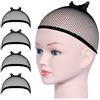 URAQT 4 Pezzi Parrucca Tappi, 4 Nero, Calotte per Parrucche di Nylon, Unisex Copricapo Elastici a Rete