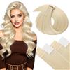 LaaVoo Iniezione Cuciti Invisibili Extension Capelli Veri Biadesivo Biondo Platino 45cm 50g 20pcs, Capelli Remy Morbidi, Volume Istantaneo, Feste e Cerimonie #60