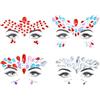 URAQT Adesivi di Gemme per Viso, 4 Pezzi Adesivi Viso Strass Gemme Viso, Glitter Viso Adesivi Brillantini Make Up Strass per Viso, Corpo, Occhi, Halloween, Natale, Festival(B)