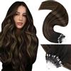 LaaVoo Extension Capelli Veri Microring, Balayage Castano Scuro a Marrone Chiaro e Biondo, 35cm 50g 50 ciocche, Capelli Remy Lisci, Volume Istantaneo, per Ufficio e Quotidiano, Colore 2-8-2