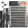 ANNAFRIS Ciglia Finte Ciuffetti Kit 10-12mm Naturali DIY Extension Ciglia Cluster Lashes con Pinze (CS,FT03)