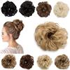 SEGO Extension Capelli Finti Chignon Elastico Hair Bun Scrunchie Coda Capelli Ricci Messy Curly Updo 30g Biondo Scuro a Biondo Cenere