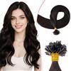 SEGO Extension Capelli Veri Cheratina 55 cm Invisibili Remy Umani Extension Capelli Cheratina 25 Ciocche 25g #1B Nero Naturale
