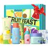 QUIYUM Set Regalo per la Cura della Pelle ai Frutti, Kit Skincare Idratante Viso 5 Pezzi, Routine di Bellezza per Donne e Adolescenti, Idratazione Intensa, Luminosità Naturale