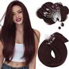 Moresoo Extension Microring Capelli Veri Rosso Bordeaux Remy Extension Capelli con Anelli Vino Rosso Intenso Invisibili 50 cm #99J 50 Ciocche 50g