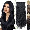 SEGO Extension Capelli Clip 4 PCS Estensioni Clip in Hair Ricci Ondulati Sintetici Posticci Mossi Donna 55 cm Nero naturale