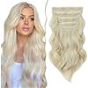 SEGO 55 cm Extension Capelli Clip 4 Fasce Estensioni Clip in Hair Ricci Ondulati Sintetici Posticci Mossi Donna Biondo