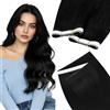 LaaVoo Extension Biadesive Capelli Veri Genius PU Trama Lunga Nero Jet 50cm 50g 1pcs, Capelli Remy Lisci, Morbidi e Setosi, per Sposa e Matrimonio #1