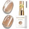 Senvenski Gelatina Vetro Cat Eye Smalto Semipermanente, 15ML Occhi di Gatto Magnetica per Gel Unghie Kit Olografico Glitterato Cristallo Smalti Unghie Salon Home DIY (Champagne, 0.5fl oz)
