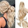 SEGO Coda Capelli Extension Clip Pinza Ricci Mossi 45cm # Biondo Chiarissimo - Posticci per Donna Ponytail Natural Hair di Nuova Tecnologia 140g Fascia Unica