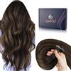 LaaVoo Extension Nano Ring Capelli Veri Balayage Castano Scuro Misto Castano Extension Capelli Veri Nano Remy Invisible Estensione Dei Capelli Nanoring 45cm 100g 100ciocche #2/6/2