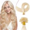 SEGO Extension Capelli Veri Cheratina 35 cm 25 Ciocche Extension Charatina Capelli Umani Remy Lisci Extension Cheratina Capelli Veri 25g #60 Biondo Platino