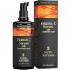 Satin Naturel Siero Viso 100ml con Vitamina C e Acido Ialuronico - Antirughe, Idratante e Antimacchia - Con Aloe Vera Bio, Naturale, Illumina e Migliora Elasticità, Adatto a Pelle Secca e Sensibile
