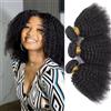 YAYAHAIR Tessitura Brasiliana Afro Kinky Curly Bundles Human Hair 4B 4C Capelli Umani Ricci Brasiliani 8 8 8 Pollici Extension Capelli Veri Curly Weave Hair Bundles for Women Naturale Colore Nero