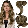 Hetto Extension Capelli Veri Nano Ring Balayage Marrone medio & Biondo dorato - Remy Capelli Umani Estensioni, Invisibile Adesive, Look Naturale per Uso Quotidiano 50g 50ciocche 60cm