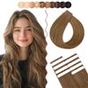 SEGO Extension Capelli Veri Biadesivo 10 Fasce Tape in Exstescion Remy Human Hair 15g/Set Naturali 40 cm # 04