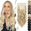 SEGO 55 cm Extension Capelli Clip 4 Fasce Estensioni Clip in Hair Ricci Ondulati Sintetici Posticci Mossi Donna Biondo scuro misto Biondo candido