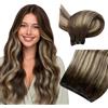 Hotbanana Extension con ciocche capelli veri, castano cioccolato con biondo miele, Remy, extension con weft capelli veri, extension capelli veri weft, estensioni per capelli da 60 cm, 120 g