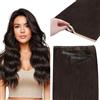 GOO GOO Extension con nastro adesivo in capelli naturali, Extension con nastro lungo in PU Genius, 45 cm 50 g, #2 Marrone Scuro