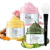 ANAI RUI ANAiRUi Maschera Viso Curcuma Vitamina C - Maschera Argilla Viso Rosa - Maschera Fango e Tè Verde Avocado, Rimozione Punti Neri e Pori Dilatati, Pulizia Viso, Purificante e Idratante, 210g