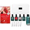 Manucurist - Kit semipermanente unghie Green Flash - Lampada UV 36W con Base Coat + Top Coat + 2 Colori Rosa e Rosso: Poppy Red & Hortencia + Solvente + Pinze - Kit Unghie Gel Completo