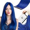 RUNATURE Extension Biadesive Capelli Veri Blu 45cm 10 Pcs 25g Lisci Extension #Blue