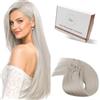Hetto Extension Capelli Veri Microring Biondo platino - Remy Capelli Umani Estensioni, Invisibile Adesive, Look Naturale per Uso Quotidiano 40g 50ciocche 30cm