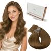 Hetto Extension Capelli Veri Microring Marrone chiaro - Remy Capelli Umani Estensioni, Invisibile Adesive, Look Naturale per Uso Quotidiano 50g 50ciocche 40cm