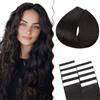 SEGO Extension Capelli Veri Biadesivo 10 Fasce Tape in Exstescion Remy Human Hair 15g/Set Naturali 45 cm # 1B