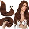 LaaVoo Extension Capelli Veri Nano Ring 45cm Rosse Marrone Extension Nano Capelli Veri Remy Invisible Estensione Dei Capelli Nano Lisci 50g 50ciocche #33